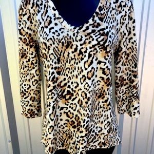 Women's Chico Neutral Leopard Print T-Shirt Top Size S